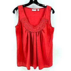 New York & Company Women's Stretch Satin Red Tank Top Blouse Size Small Shirt